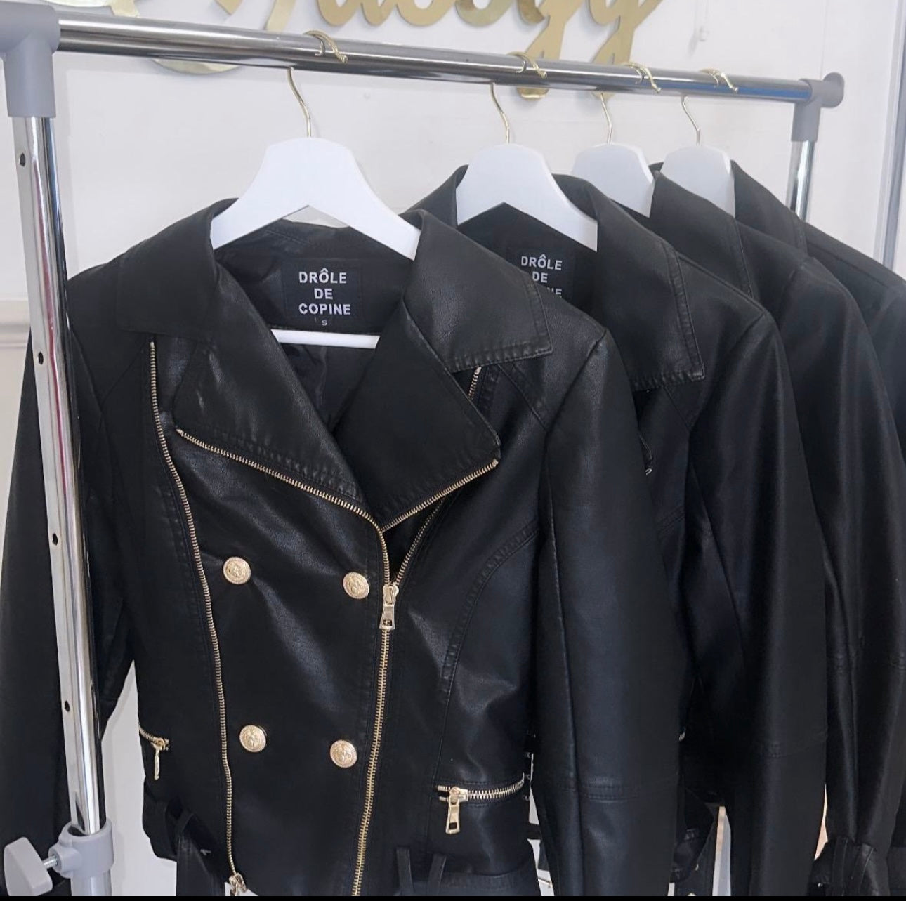 GOLD BUTTON LEATHER JACKET