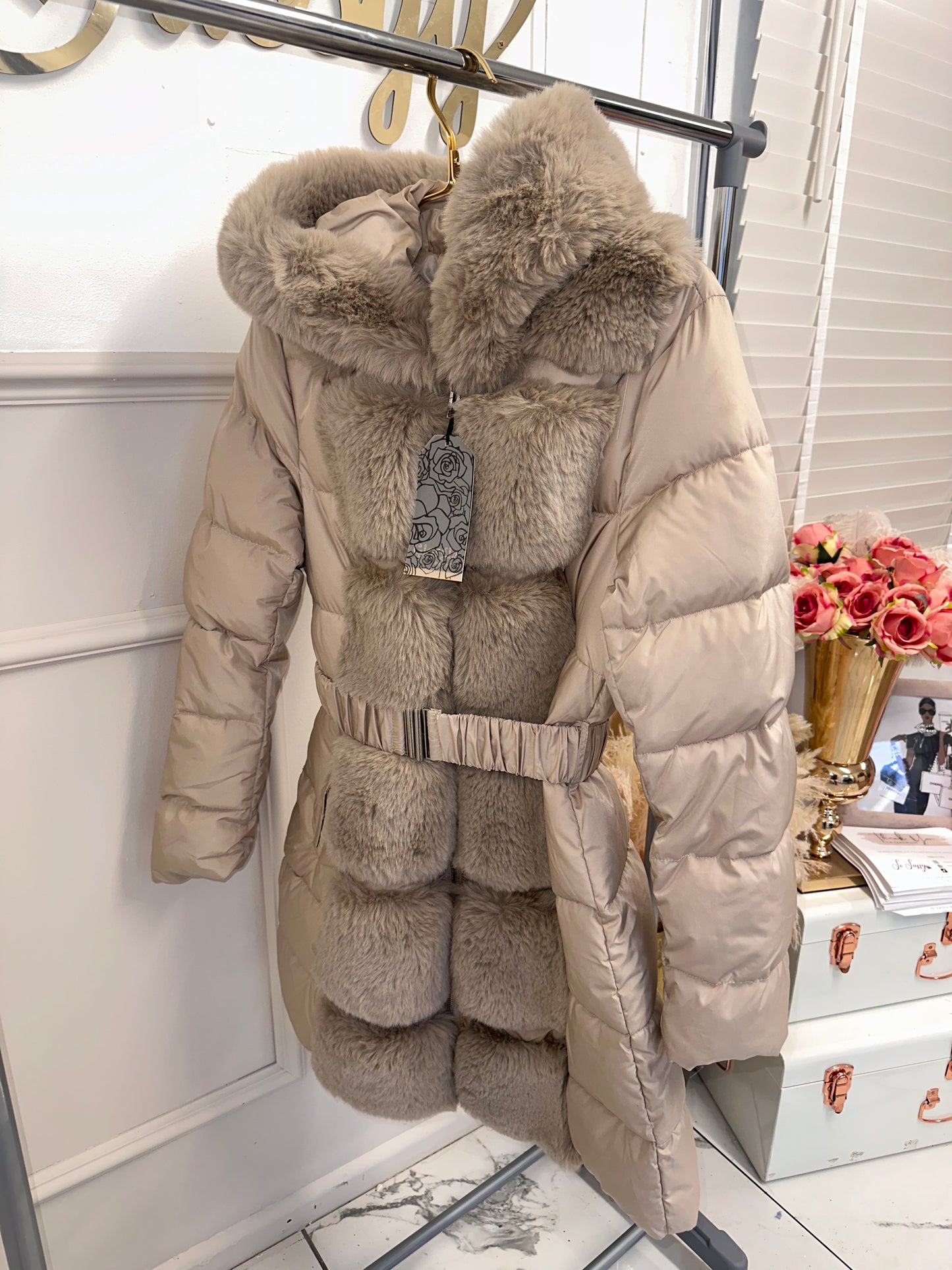 FUR COAT BELTED