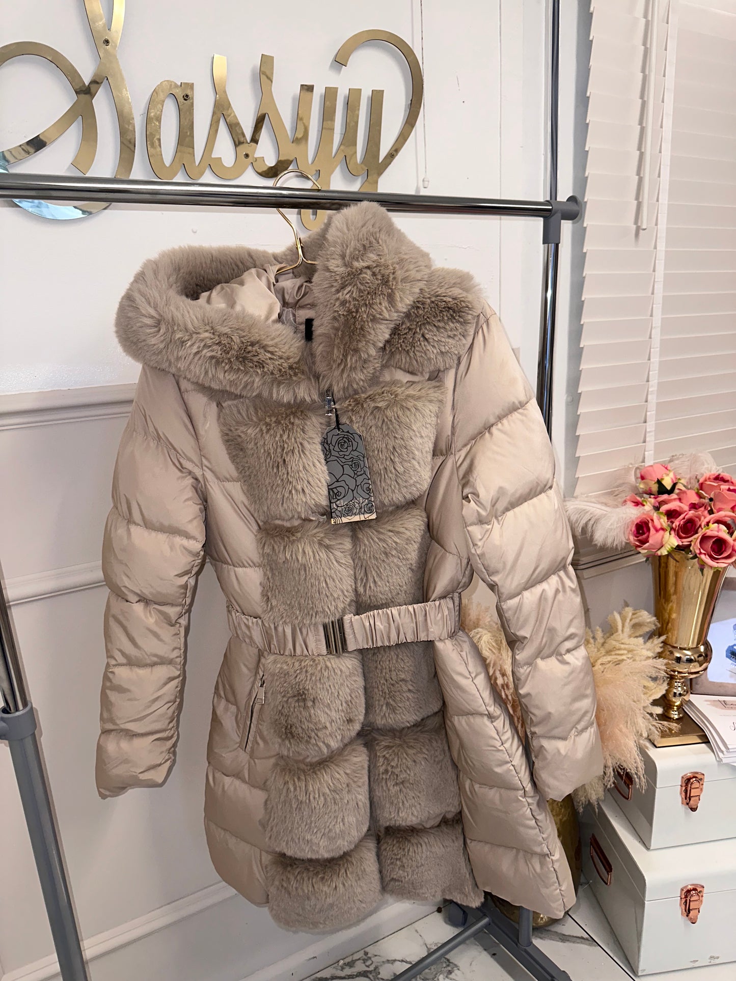 FUR COAT BELTED